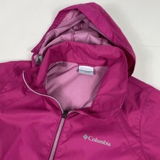 Columbia Jacket Womens Small Pink Hooded Full Zip Windbreaker Lightweight Hiking
