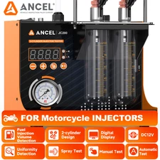 ANCEL JC200 Car Motorcycle Fuel Injector Cleaning Machine 2 Cylinder 12V Tester