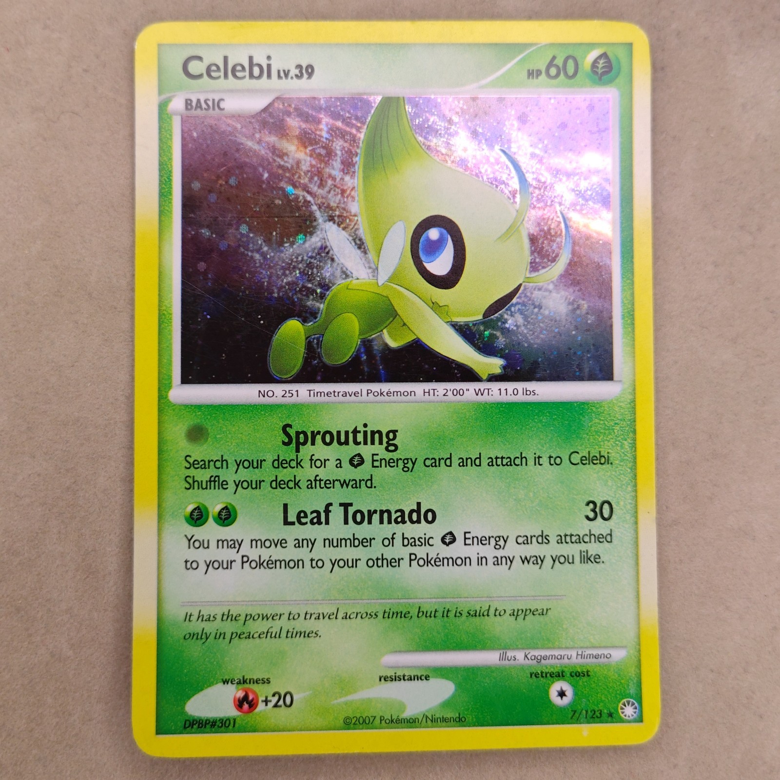 Celebi 7/123 Mysterious Treasures Holo MP Moderately Played Pokemon Card
