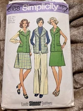 Cut Vintage 1973 Simplicity Pattern 6168.  Best, Skirt And Pants Sz 18.5