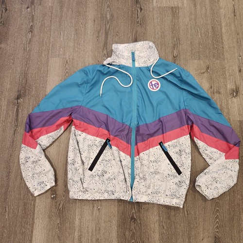 Tipsy Elves Windbreaker Jacket Hooded Adult Size XL Colorful Retro Full Zip - Picture 4 of 17