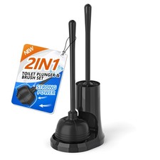 Toilet Plunger and Brush, Bowl Brush and Heavy Duty Toilet Plunger Set with H...