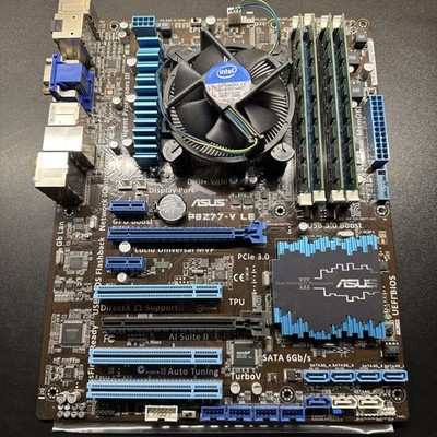ASUS PBZ77-V Motherboard with I/O Shield, I7-3770 3.4GHz, 32GB Ram