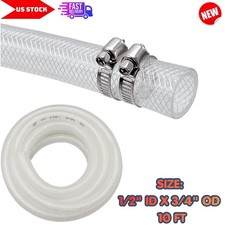 1/2" ID x 3/4"OD,10Ft High Pressure Braided Clear PVC Vinyl Tubing Flexible Tube