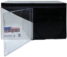 100 USDISC CD Jewel Cases Slimline 5.2mm, Single 1 Disc (Black) Lot