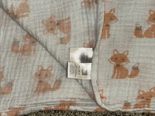 Hudson Baby Orange Fox Cotton Muslin Swaddle Blanket