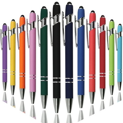 Ballpoint Pen with Stylus Tip, Soft Touch Click Metal Pen, 1.0mm Medium Point...