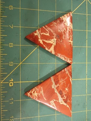  Polished Red Picture Jasper 3'' Tri 2 Cabochons  Lapidary Chalcedony 70m #J943