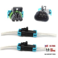 2 Pack 5 Pin Male and Female Sealed Headlight Assembly Connector Plug Pigtail