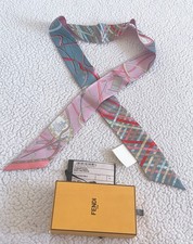 Fendi Wrappy Silk Scarf Pink , Multicolor New Authentic