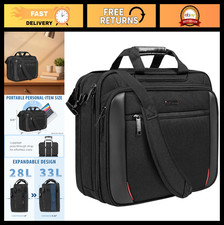 Expandable 17.3" Laptop Bag, Water-Resistant Messenger Briefcase for Work Trav