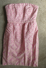 J.CREW PINK STRAPLESS DRESS W/ GEOMETRIC PETAL INDENTATIONS-SIZE 0