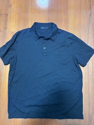 USED PRADA BLACK SHORT-SLEEVE POLO SHIRT, SIZE M GOOD