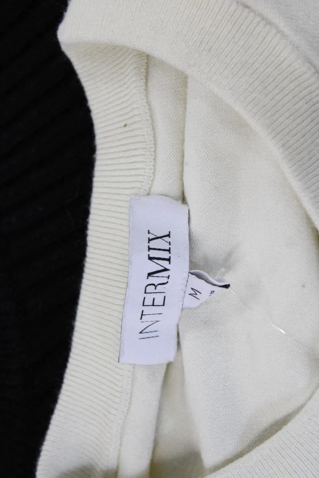 Pulôver feminino Intermix bege gola redonda manga longa botão tamanho M - Imagem 4 de 4