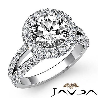 2.9ctw Round Cut Diamond Engagement Split Shank Ring GIA F VS2 14k White Gold