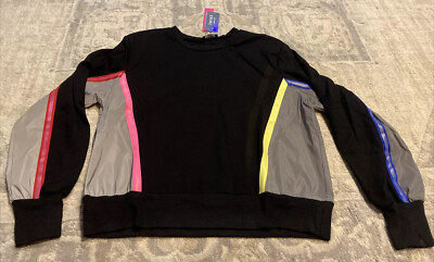 New Terez Glow Gear Reflective Black Crop Sweatshirt Womens Sz Xsmall XS