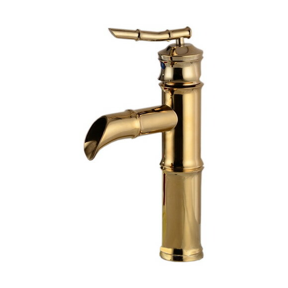 Gold Color Brass Bamboo Shape Single Hole Bathroom Vessel Sink Lavatory Faucet Gold Color Brass Bamboo Shape Single Hole Bathroom Vessel Sink Lavatory Faucet