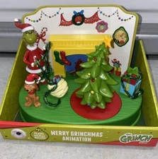 Merry Grinchmas Grinch Christmas Animated Fireplace Musical Lights Up Table Top
