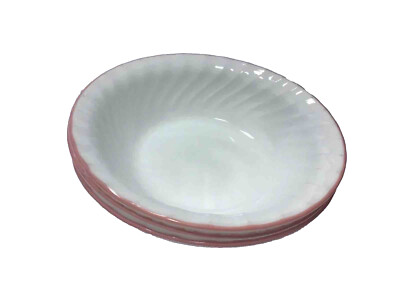 Vintage Corning Corelle Elegant Rose Soup Cereal Bowls Swirl Pink Trim 7” 