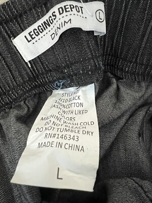 L Joggers-Full size Elastic waist -With Pockets- Black Denim Look-SZ