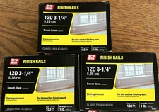300+ Finish Nails 12D 3-1/4" Electrogalvanized Smooth Shank Grip Rite ~ 3 Pounds