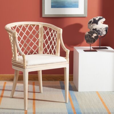 SAFAVIEH Carlotta Arm Chair | Natural / White Washed |