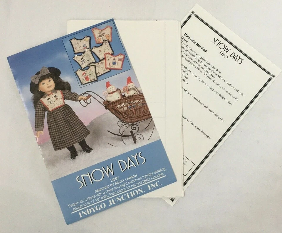 Vintage 1997 Snow Days IJ507 Pattern for 17 to 19in Dolls Indygo Junction Uncut - Image 2 of 4