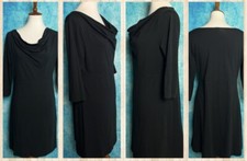 J. Crew Womens Dress Black Medium Cotton Blend 3/4 Sleeves Drape Neck Office