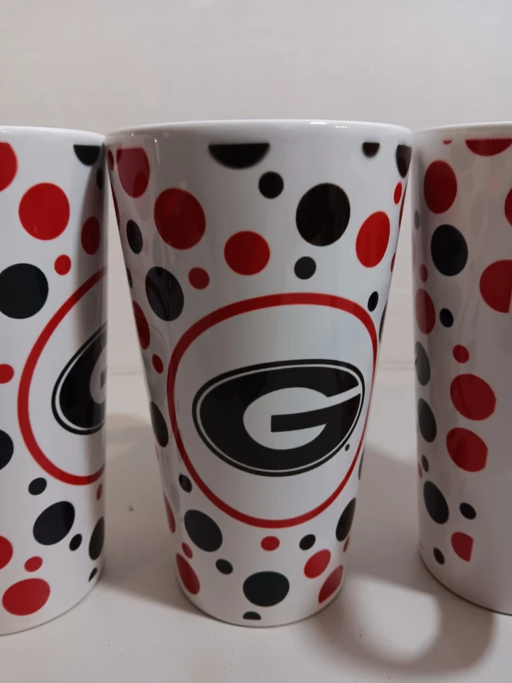 Set of 4 Georgia Bulldogs Mug -White Red & Black Dots - The Encore Group - Image 2 of 4