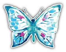 Watercolor Light Butterfly Car Bumper Sticker Decal 5'' x 4''