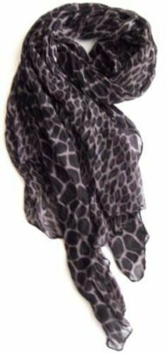 Schal Damen Tuch weicher Wickelschal lila black Animalprint 180 x 100 cm  