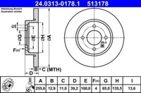 2X ATE 24.0313-0178.1 Bremsscheibe FüR Seat VW