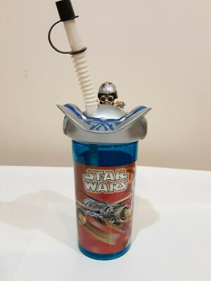 DISNEY STAR WARS TUMBLER CUP PLASTIC FIGURE WITH STRAW