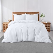 Image of Percale Plain Dyed Duvet Cover Set Easy-Care Non Iron Quilt Bedding & Pillowcase