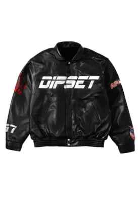 Men's OVO Dipset Diplomats Black Leather Jacket. Gift For Him