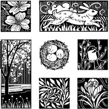 Inkadinkado Cling Rubber Stamp Set Holiday Easter Squares Spring Tiles