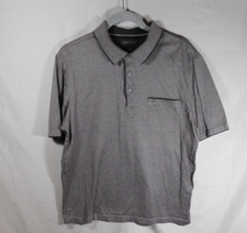 Pierre Cardin Mens L Gray Narrow Striped Polo Shirt