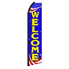 WELCOME  Advertising Flutter Feather Sign Swooper Banner Flag Only