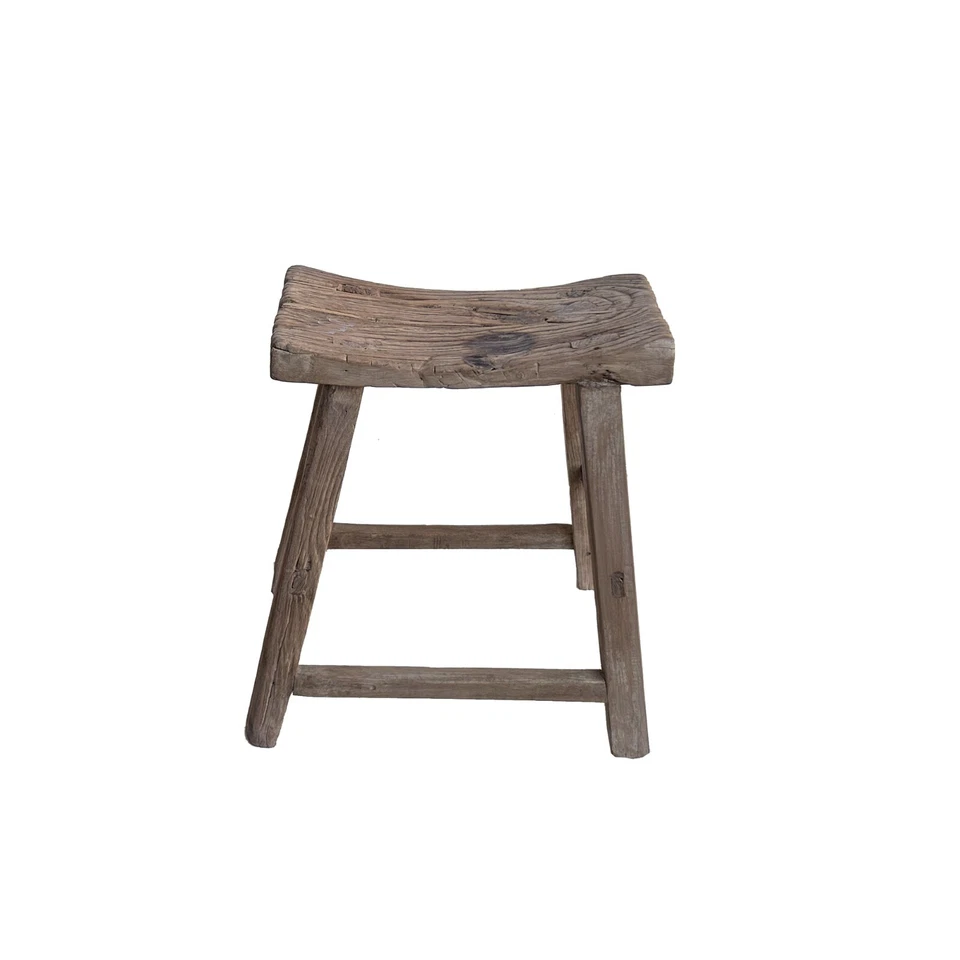 Rustic Raw Wood Rough Grain Village Retro Slim Narrow Bench Stool ws4454 - Image 4 of 4