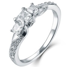 Princess Cut 3-stone 925 Sterling Silver CZ Engagement Ring Band Size 3-14 S3342