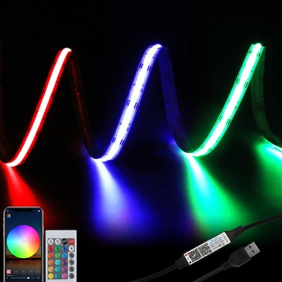 USB RGB COB LED Strip Lights 4.92ft,5V Color Changing Strip Light, Smart Ligh...
