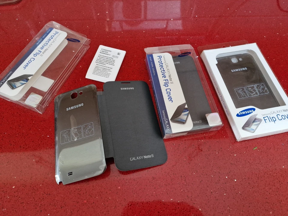 2x Genuine Flip Case + NFC for Samsung Galaxy Note 2 N7100 + Original Case Back - Image 3 of 4