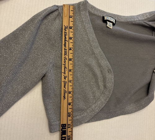 The Children's Place Girls Metallic Silver Long Sleeve Shrug Sweater Large 10/12 - Picture 7 of 8