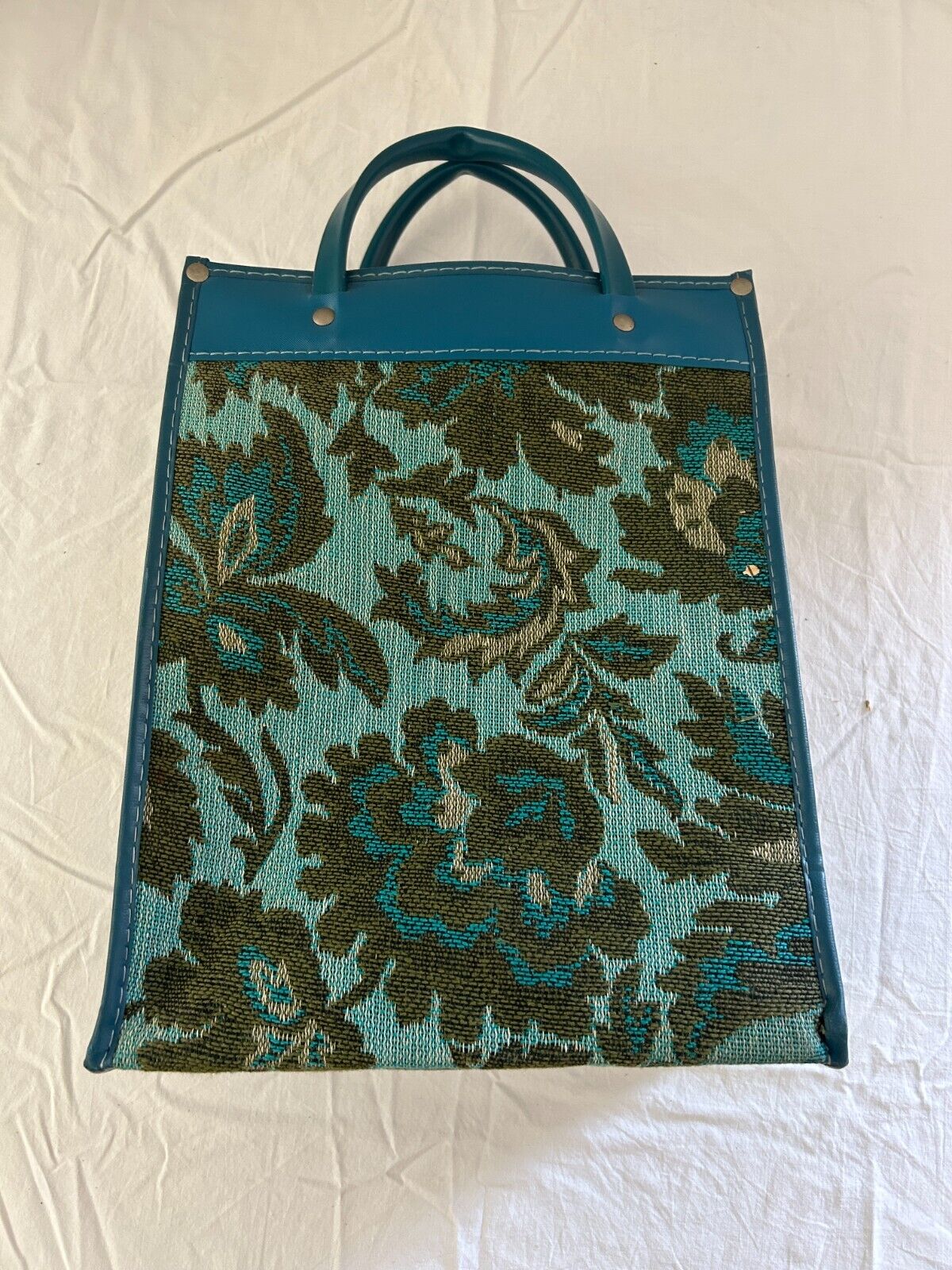 Vintage Carpet Bag Tapestry Tote Avon 1970s Mod B… - image 1