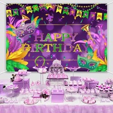 Mardi Gras Party Backdrop 8x6FT - New Orleans Carnival Photography Background For Parties