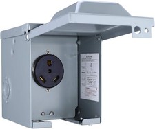 30 Amp 125 Volt RV Power Outlet Box, Enclosed Lockable Weatherproof Outdoor Elec