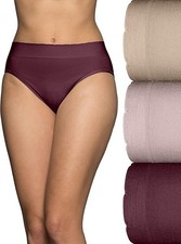3 Pk Vanity Fair Women's Seamless Smoothing Hi Cut Panty Maroon/Qtz/Neutral 6 7