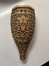 Vtg  Brown Cone Shape Wall Vase Pocket Floral Design Japan 7''