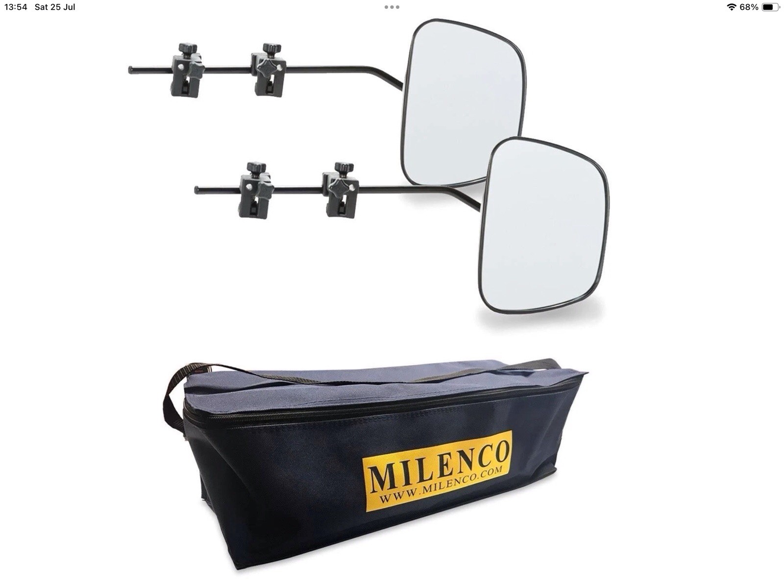 Milenco Grand Aero 4 Towing Mirror - Flat (Twin Pack) - With Storage Bag Case