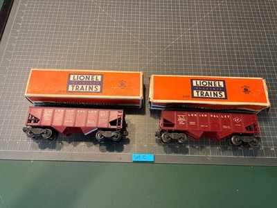 Lionel O Scale Train TWO Tuscan Maroon Lehigh Valley LV 25000 HOPPER CARS Lot C